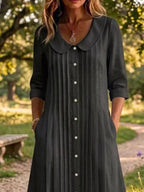 Full Size Peter Pan Collar Button Down Dress Plus (10)