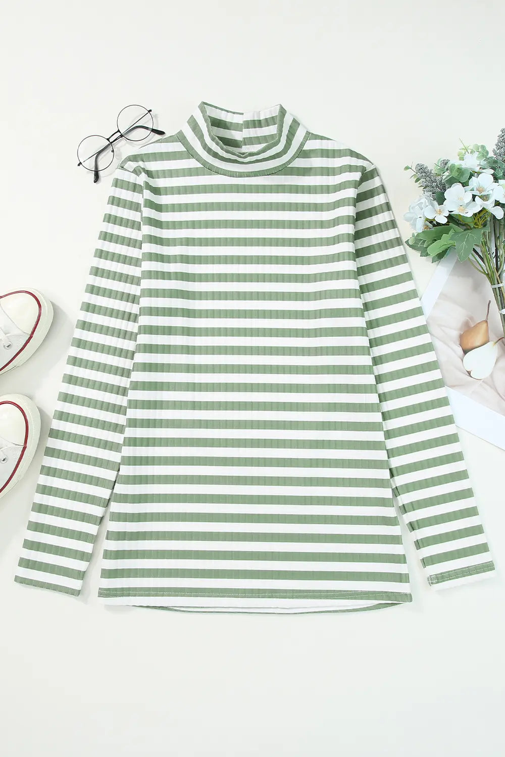 Striped Mock Neck Long Sleeve Top (16)