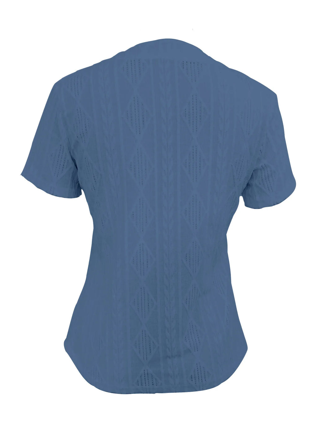 Textured Notched Short Sleeve Blouse (3)