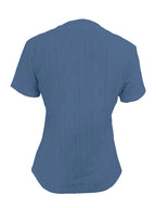 Textured Notched Short Sleeve Blouse (3)