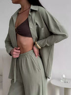 Button Down Shirt Pants Set (9)