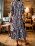 Full Size Bohemian Paisley Print Ruffle Hem Midi Dress Plus (5)