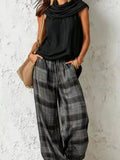 Plaid Wide-leg Two-piece Set