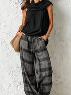 Plaid Wide-leg Two-piece Set
