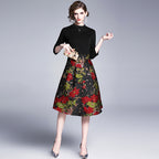 Jacquard Stitching Large Swing Dress variant CJLY156598301AZ|CJLY156598302BY|CJLY156598303CX|CJLY156598304DW|CJLY156598305EV
