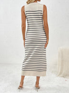 Round Neck Sleeve Midi Knit Dress (2)