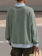 Casual Mock Neck Striped Long Sleeve T-shirt (3)