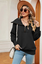 Half Zip Lantern Sleeve Sweatshirt (6)
