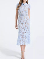 Floral Lace Short Sleeve Midi Dress (14)