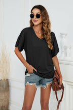 V-neck Side Ruched Tee (4)