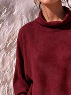 Full Size Waffle Knit Mock Neck Long Sleeve T-shirt Plus (6)