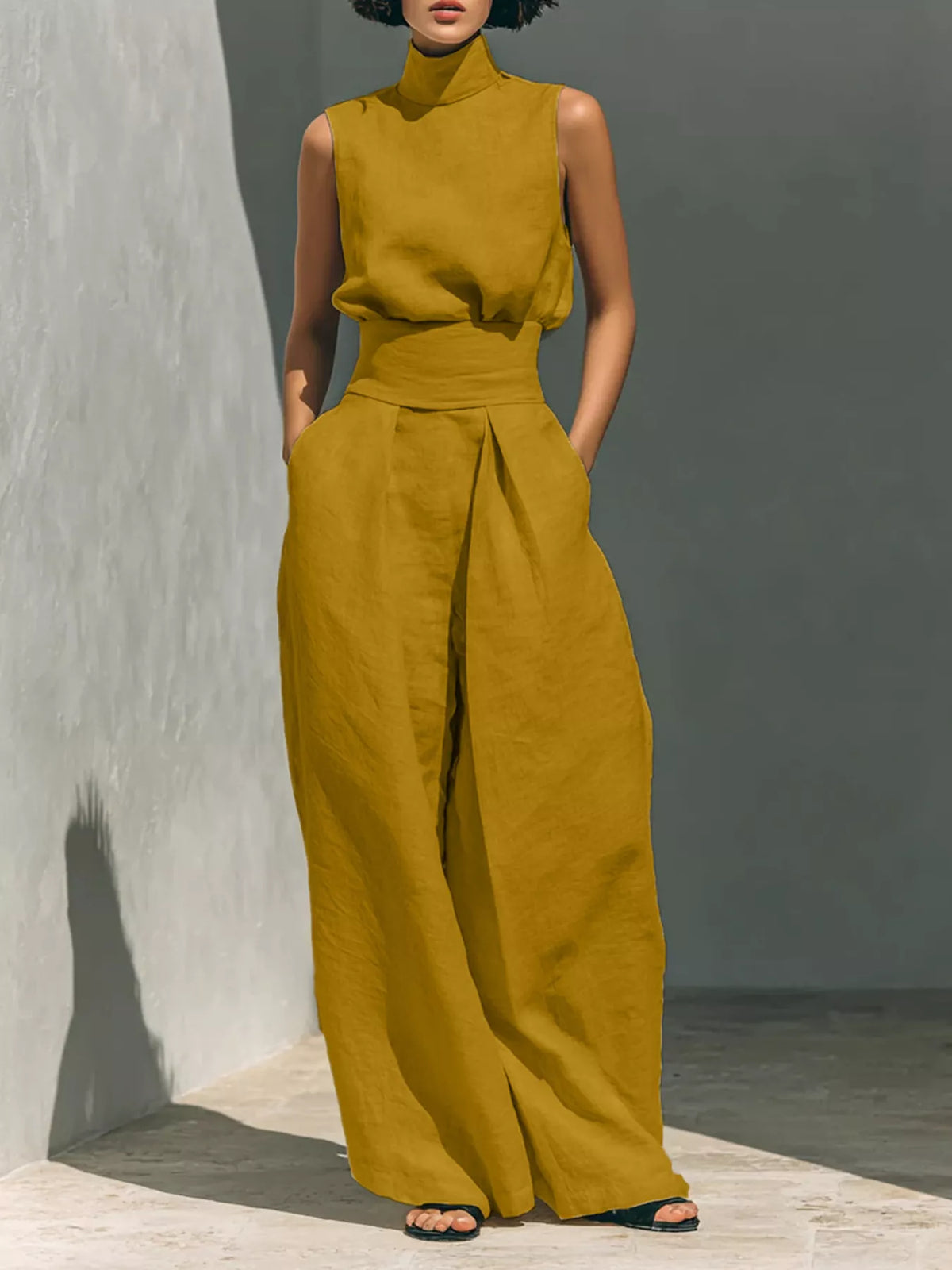 Full Size Sleeveless Wide-leg Jumpsuit Smocked Waist Plus (16)