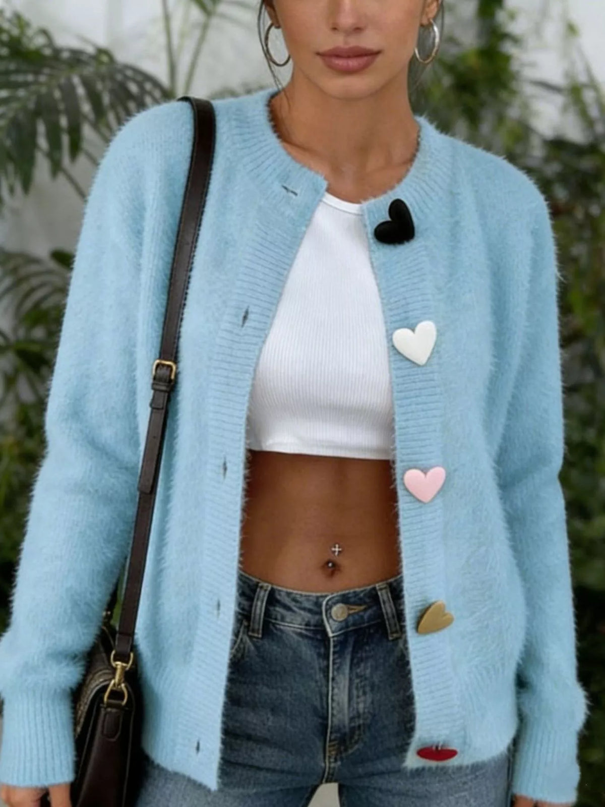 Full Size Heart Button Long Sleeve Cardigan Plus (3)