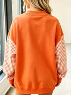 Gingham Sleeves Round Neck Sweatshirt (12)