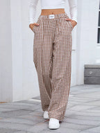 Plaid Wide Leg Casual Pants (8)