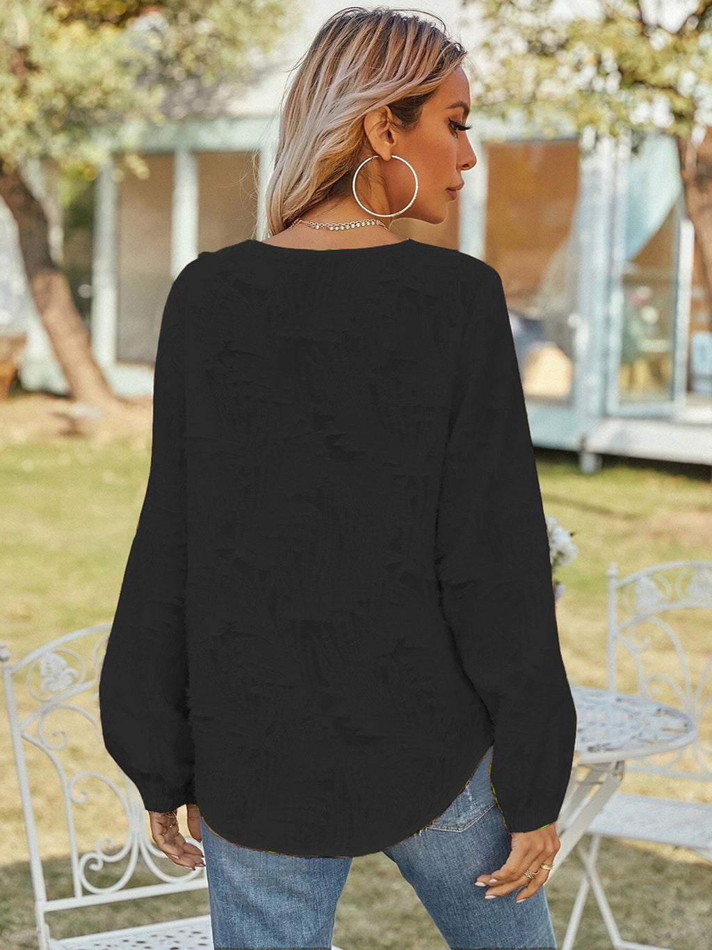 V-neck Long Sleeve Blouse (11)