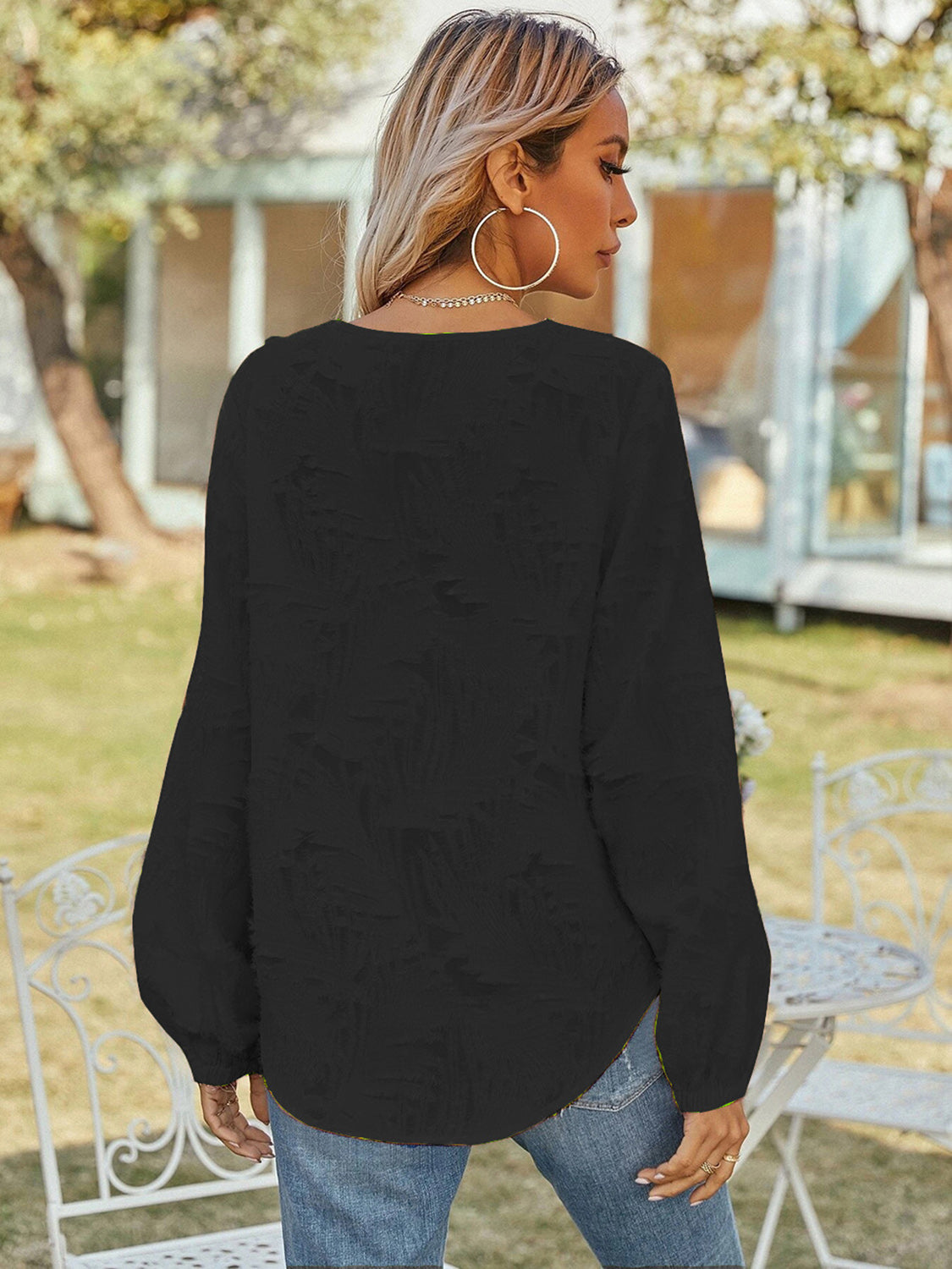 V-neck Long Sleeve Blouse (11)