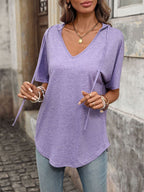 Casual Short Sleeve Hooded T-shirt (4)
