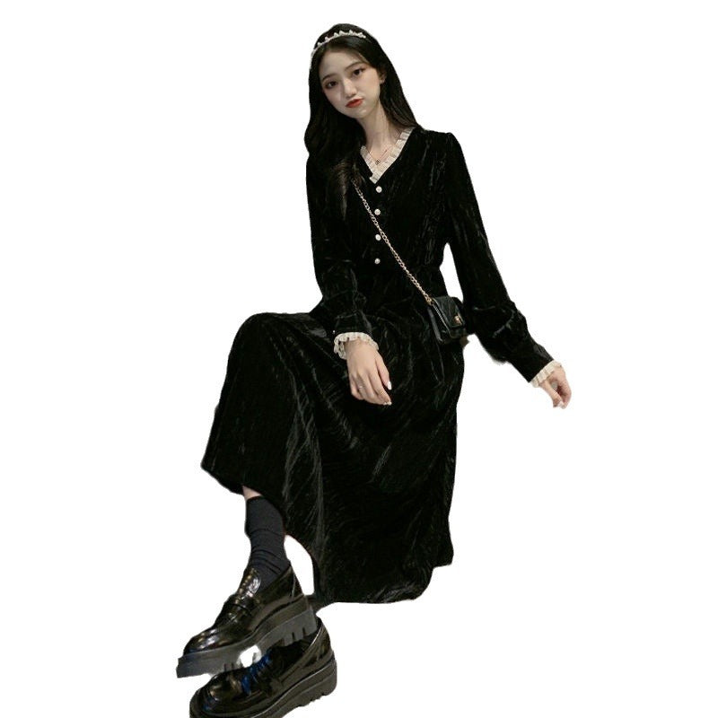 Solid Color Casual Hepburn French Minority Dress photo 4