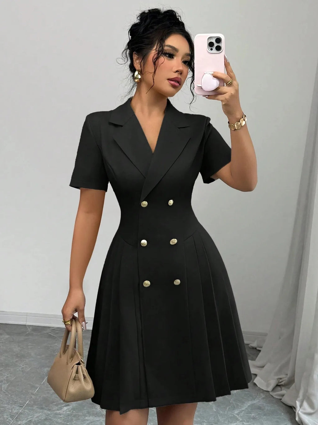 Double-breasted Short Sleeve Dress (3)