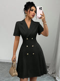Double-breasted Short Sleeve Dress (3)