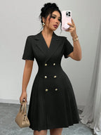 Double-breasted Short Sleeve Dress (3)