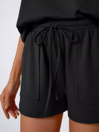 Casual Solid Color T-shirt Shorts Set (13)