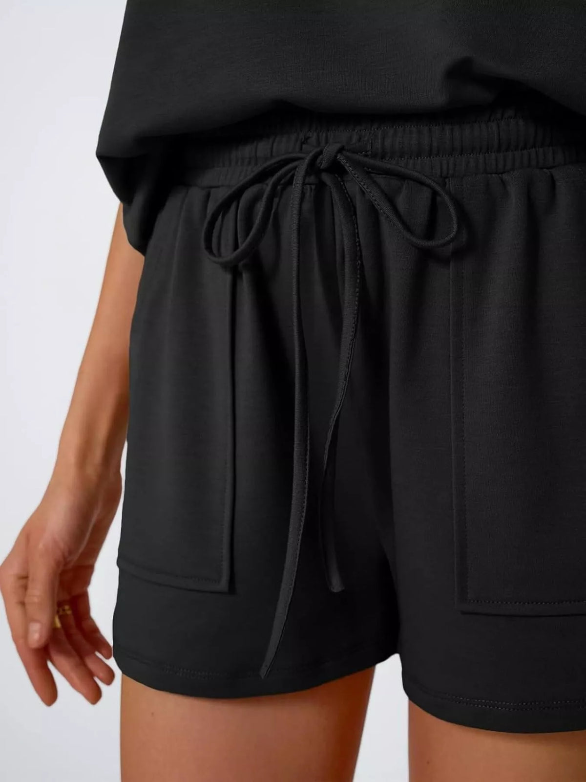Casual Solid Color T-shirt Shorts Set (13)