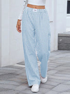 Plaid Wide Leg Casual Pants (16)