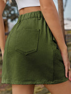 Pocketed Buttoned Mini Denim Skirt (10)