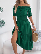 Smocked Off-shoulder Tiered Dress (10)