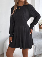 Cable Knit Long Sleeve Sweater Dress (6)