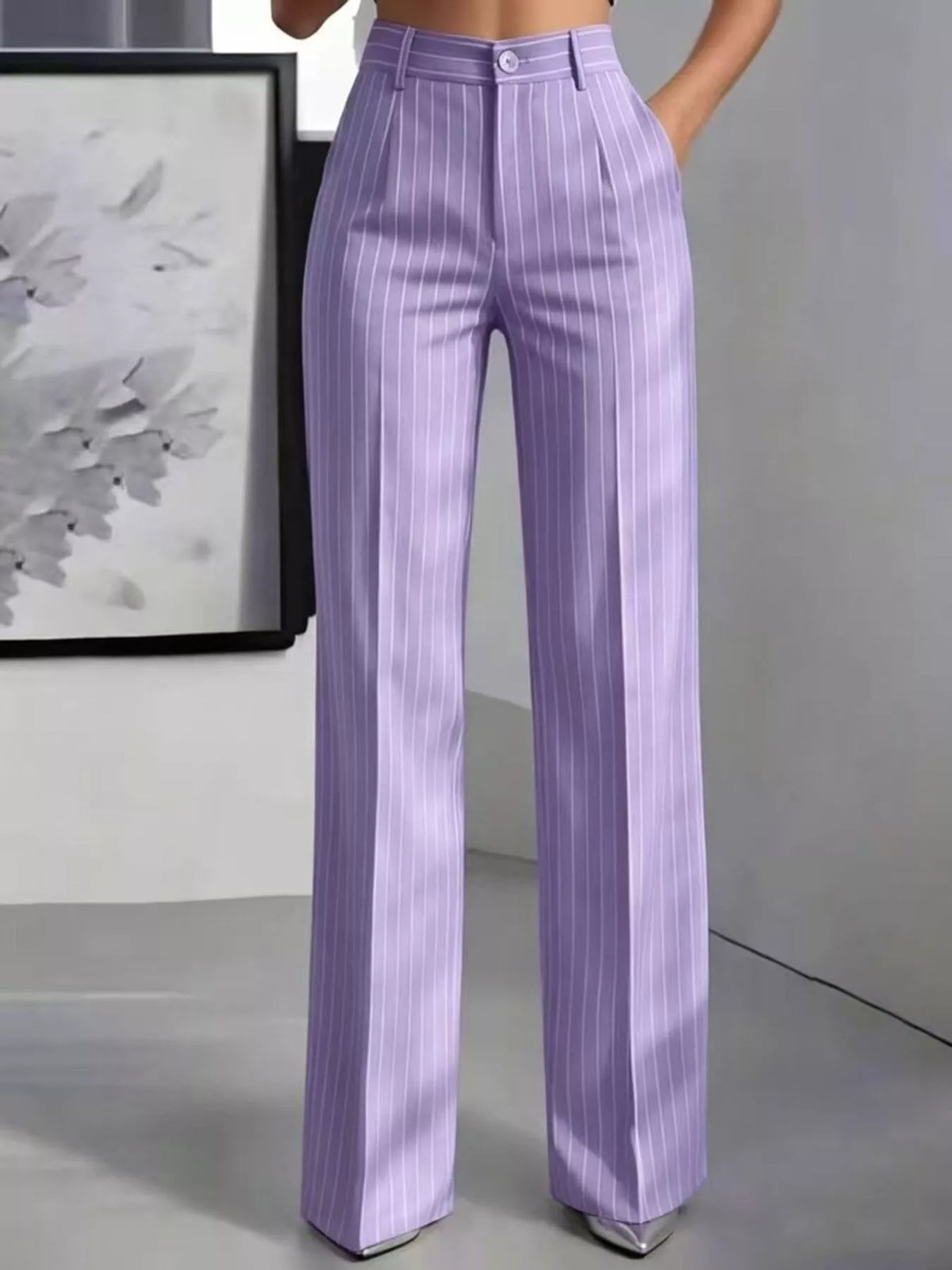 High-waisted Striped Wide-leg Pants (18)