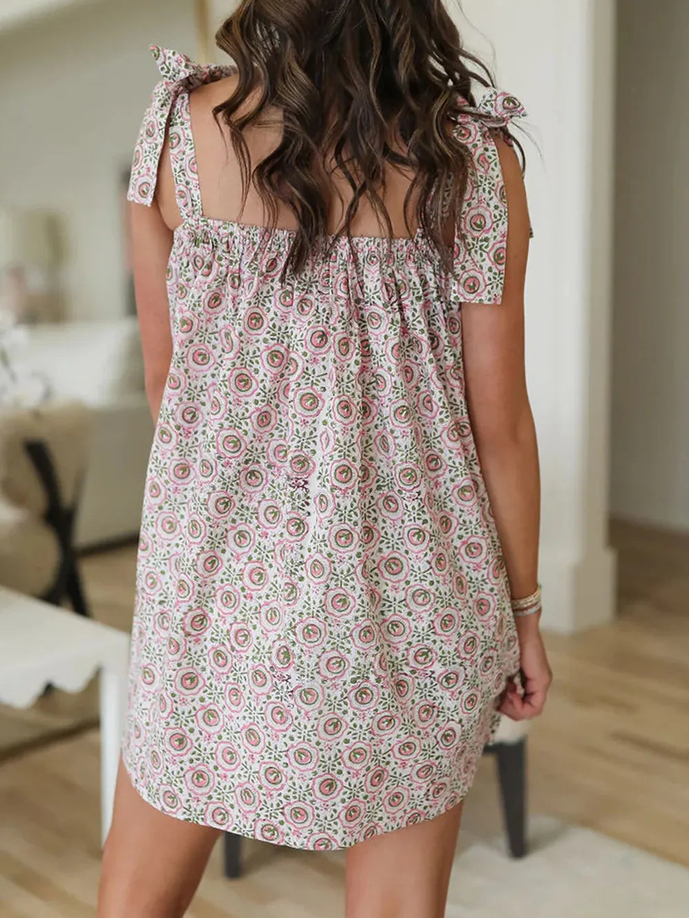 Printed Tie Shoulder Mini Cami Dress (14)