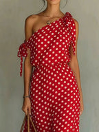 Full Size Polka Dot One-shoulder Maxi Dress Tie Details Plus (7)