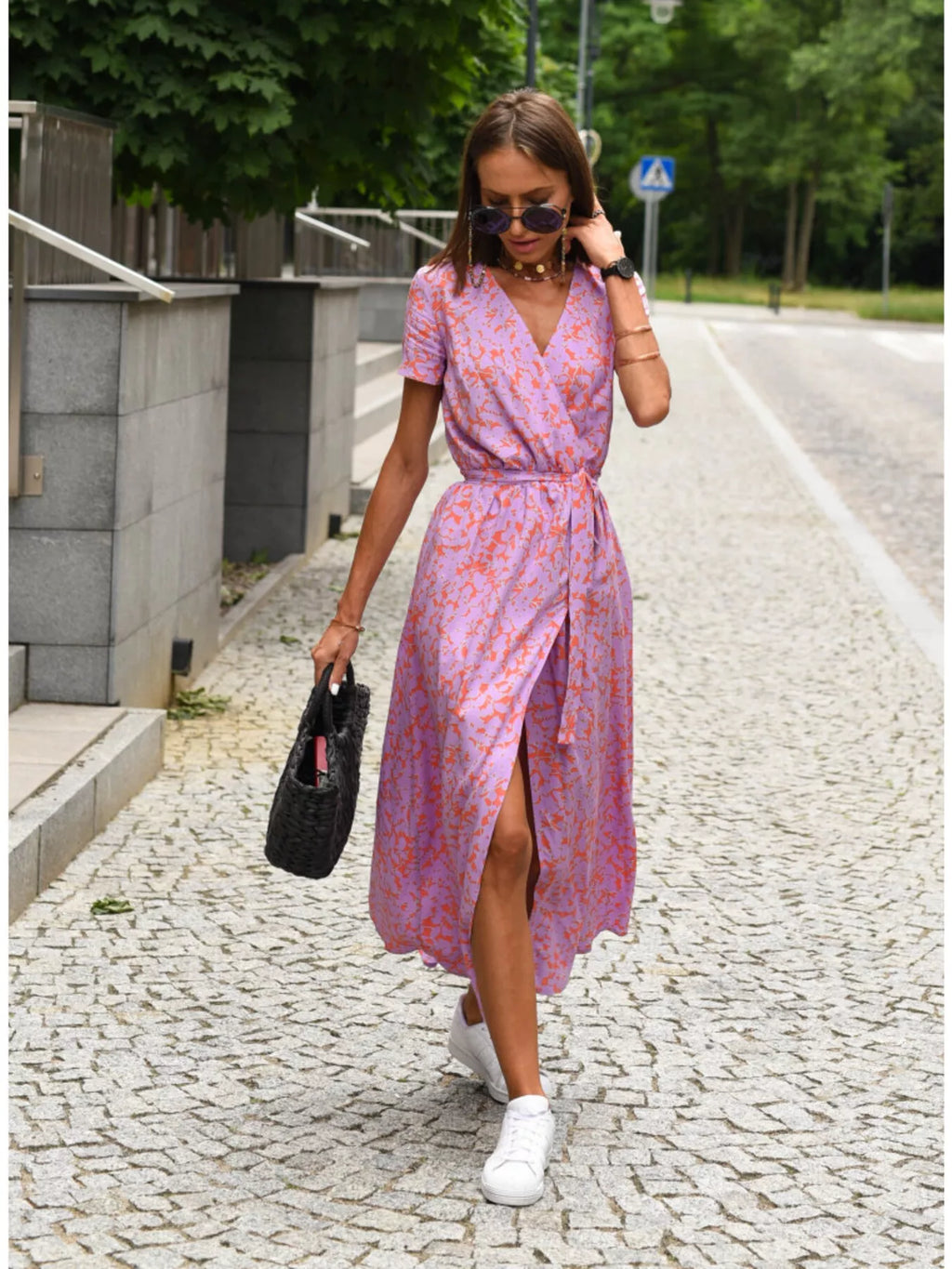 Surplice Short Sleeve Midi Dress (30)