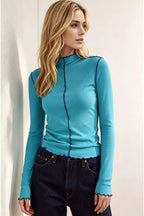 Wavy Long Sleeve Slim Top