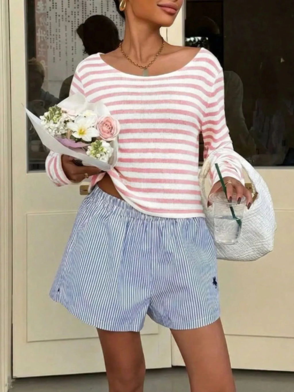 Boat Neck Striped Long Sleeve T-shirt (16)