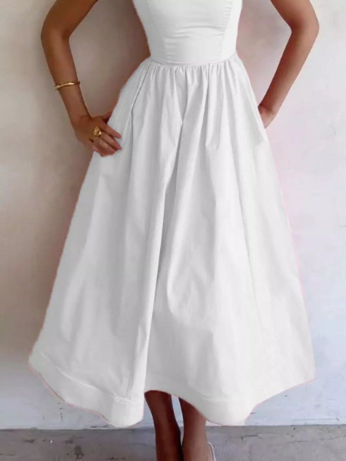 Adjustable Strap Scoop Neck Midi Dress (11)