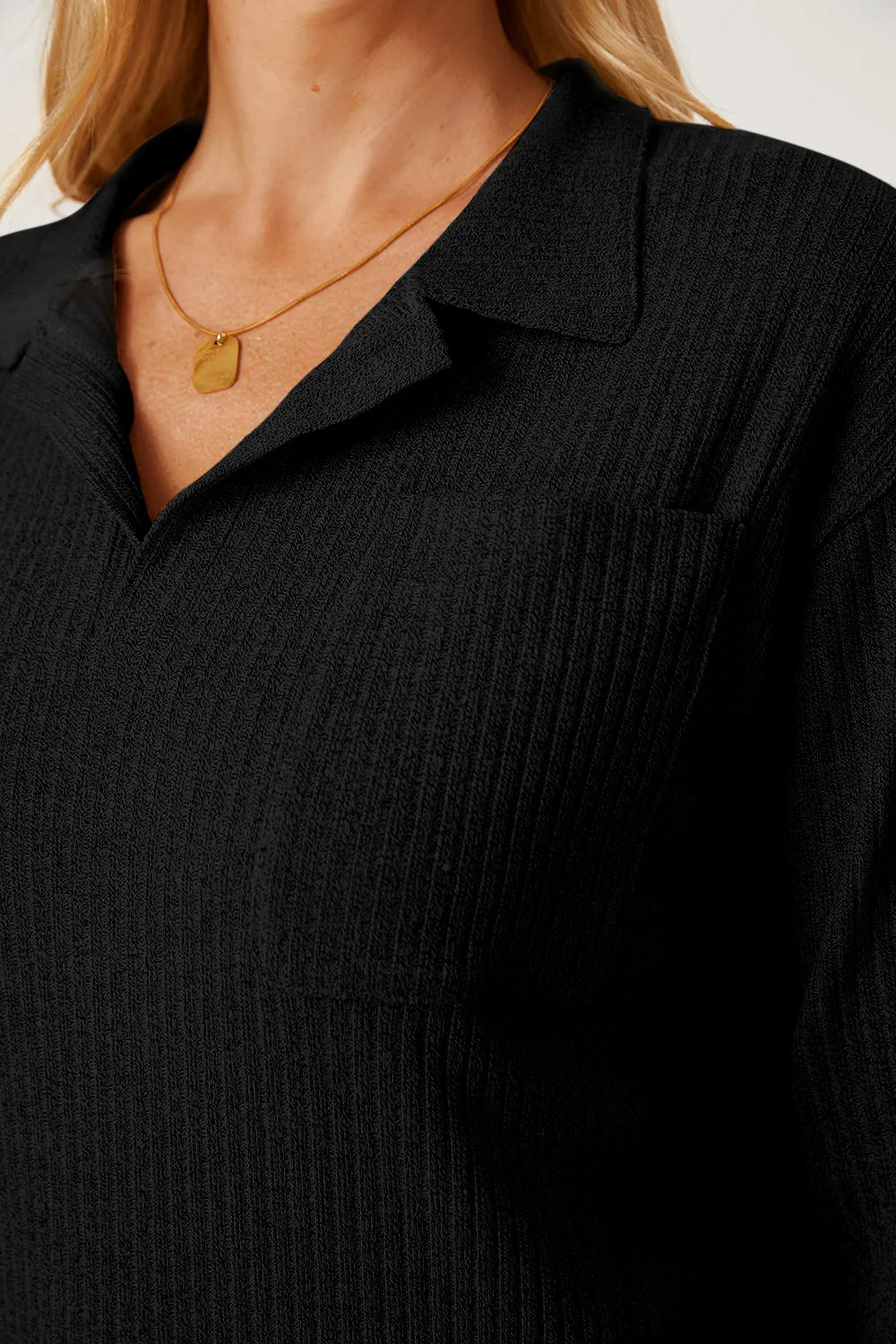 Collared Neck Dropped Shoulder T-shirt (12)