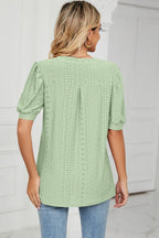 Eyelet Notched Short Sleeve T-shirt (30)