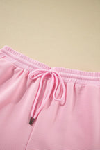 Textured Ruffled Sleeve Zipped Top Wide Leg Pants Set (19)