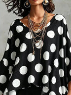 Polka Dot Asymmetrical Hem Blouse (9)