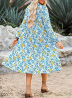 Floral Print Balloon Sleeve Midi Dress (9)