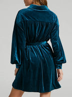 Collared Neck Button Down Long Sleeve Mini Dress (2)