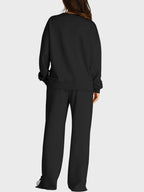 Round Neck Long Sleeve Top Slit Pants Set (8)