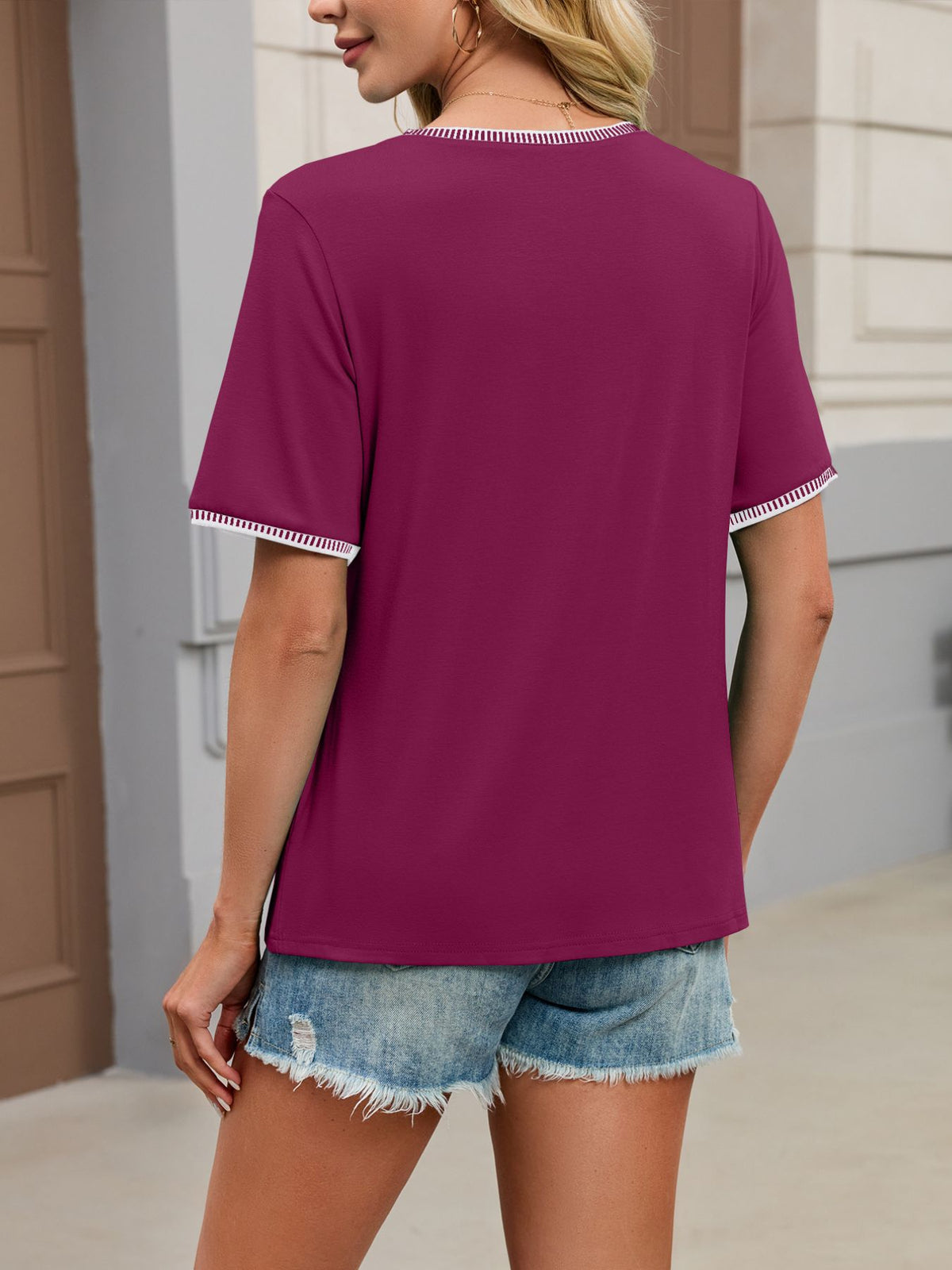 Contrast Trim Short Sleeve T-shirt (22)