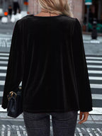 Velvet Cowl Neck Long Sleeve Blouse (6)