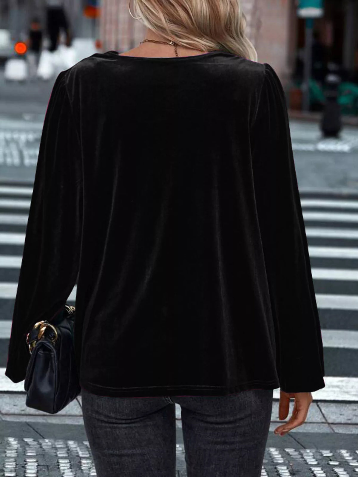Velvet Cowl Neck Long Sleeve Blouse (6)