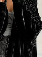 Full Size Velvet Open-front Longline Outerwear Plus (4)